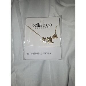 "KAYLA"   Bubble Letter Name Necklace Gold Plated NWT Brand BELLA &CO